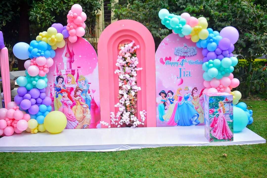Luxury kids party setup with colourful themed tent and designer seating in Nairobi