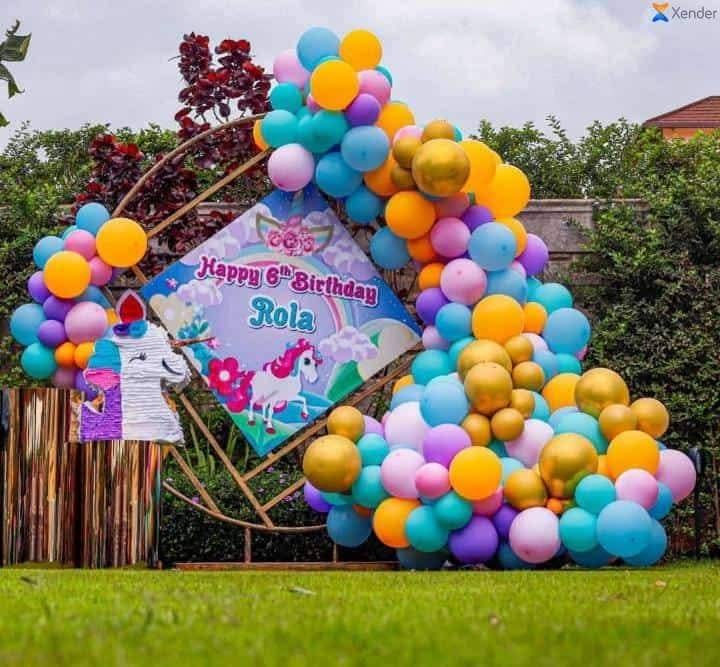 The Luxe Geometry Hula Hoop Backdrop and Cake Stand with Balloons Styling for Hire in Nairobi - view 3
