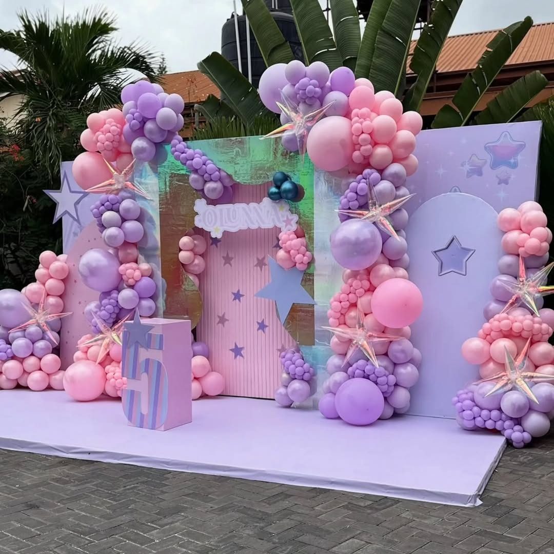 Party Balloons Wall Of Elegance, Triple Door Balloons Backdrop and VIP Stage for Hire in Nairobi