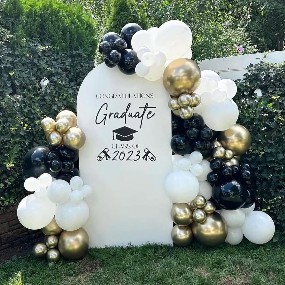 Graduation backdrop design 2 for hire in Nairobi — customisable balloon and floral installation