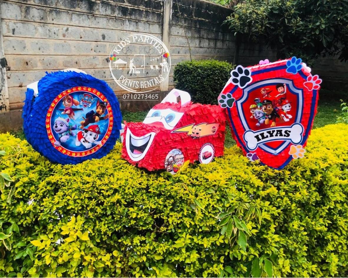 Themed pinatas for hire in Nairobi — Paw Patrol, Cars and character pinatas for birthday parties