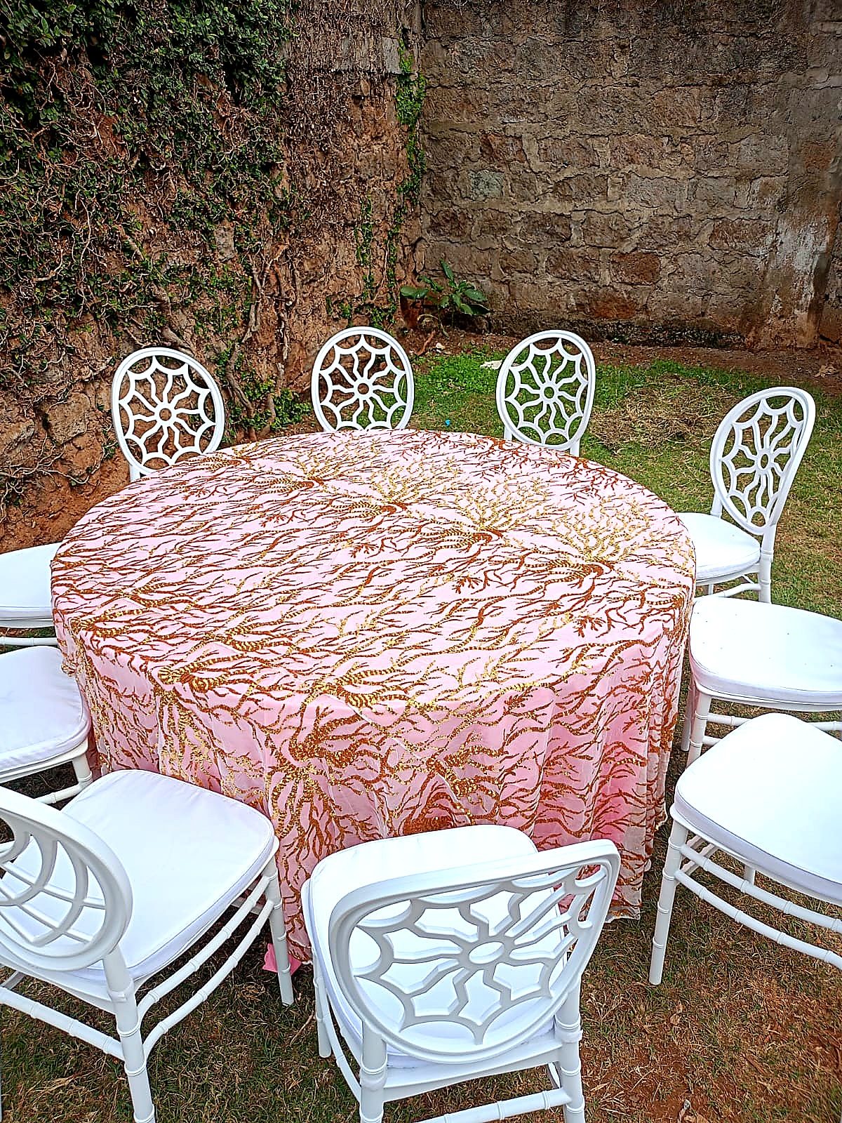 Dressed Round Table with Elegant Overlay for Hire in Nairobi - view 2