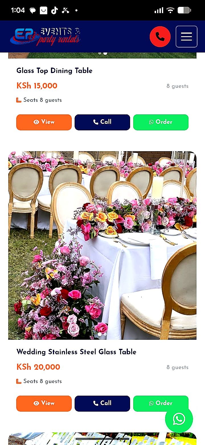 Wedding Stainless Steel Glass Table for Hire in Nairobi - view 9