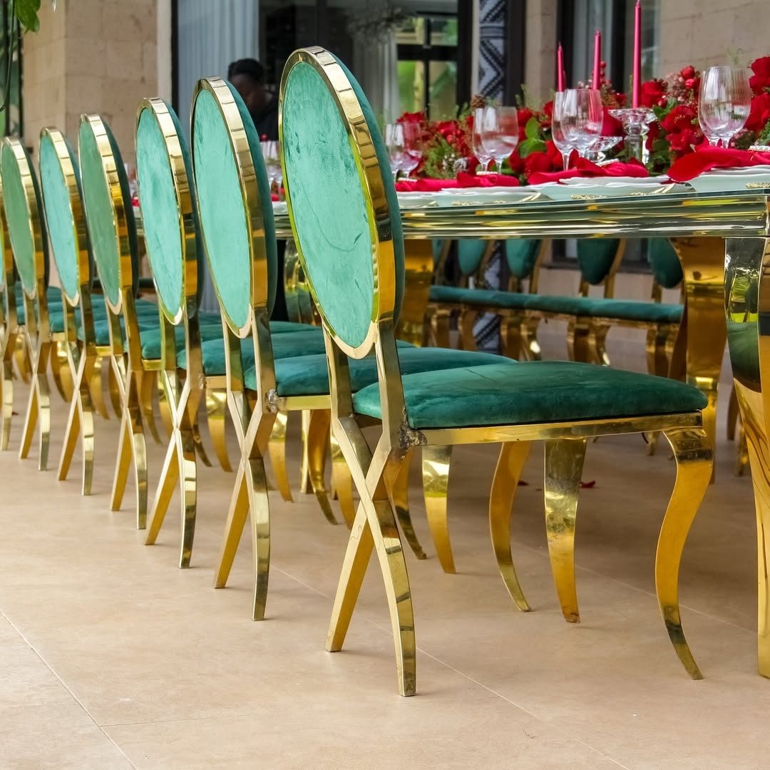 Gold Elegant Glass Table for Hire (8-Seater) &mdash; wedding item for hire in Nairobi (7)